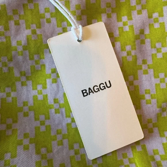Baggu Pink Pistachio Pixel Gingham Mini NylonShoulder Bag with Bold Design - Picture 3 of 6